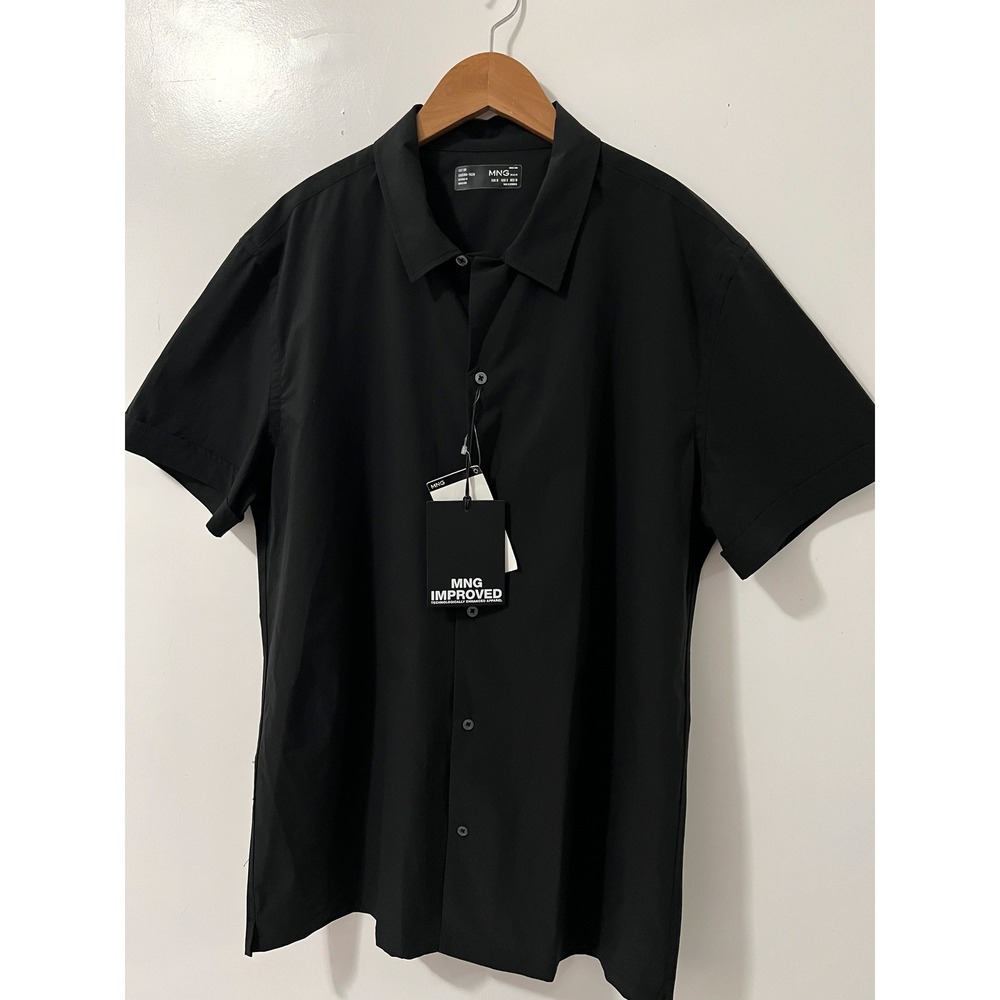 MNG Improved Mens Black Short Sleeve Button Up Thermoregulator Shirt